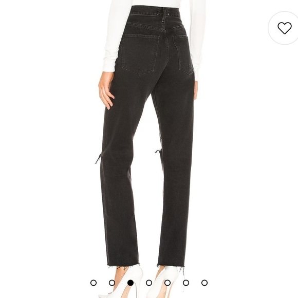 AGOLDE Cherie High Rise Straight Leg Jeans in Distortion Black Distressed 24 - Picture 2 of 15